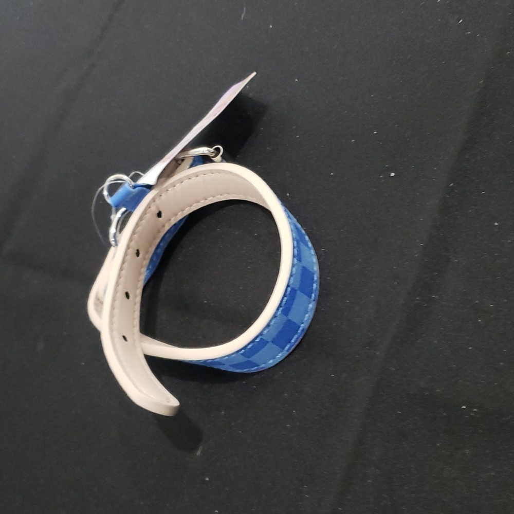 🤯3/$12 Yikeyo Blue Checkered Dog Collar Small NWT